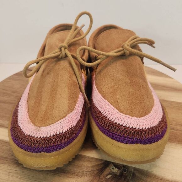 LaidBack London Komo Crochet Moccasin Saffron Suede Size 40 EU / 9 US - Picture 2 of 13